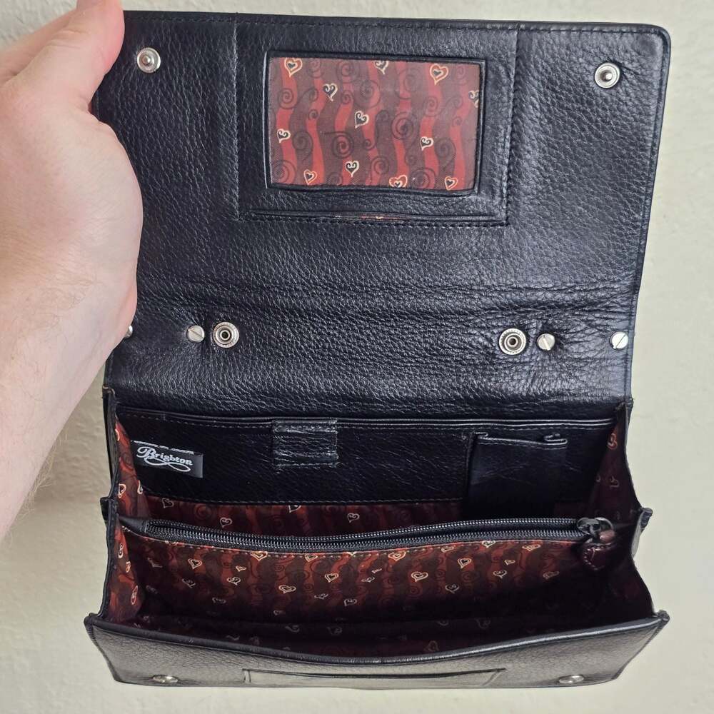 Brighton Vintage Croc-Embossed Leather Small Top Handle Clutch/Organizer Bag - Picture 4 of 8
